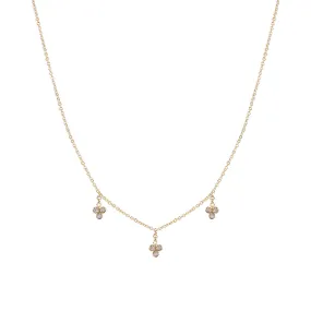 3 DIAMOND CLUSTER DROP NECKLACE