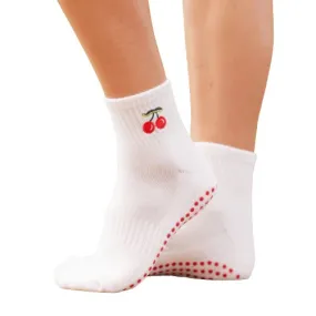 Cherries - Ankle Grip Sock (Barre / Pilates)