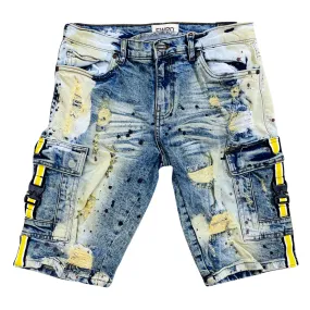 FWRD Kids 'Buckle Up' Grunge Denim Shorts (Lt.Tint/Yellow) 22636LK/K