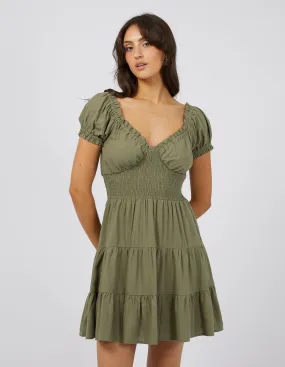 Luxe Linen Mini Dress Khaki