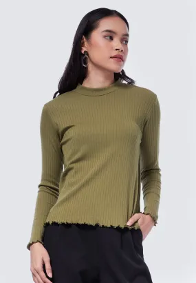 Mock Neck Long Sleeve T-Shirt