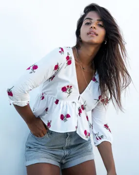 Mosca Plunge Top in Grunge Rose Ivory