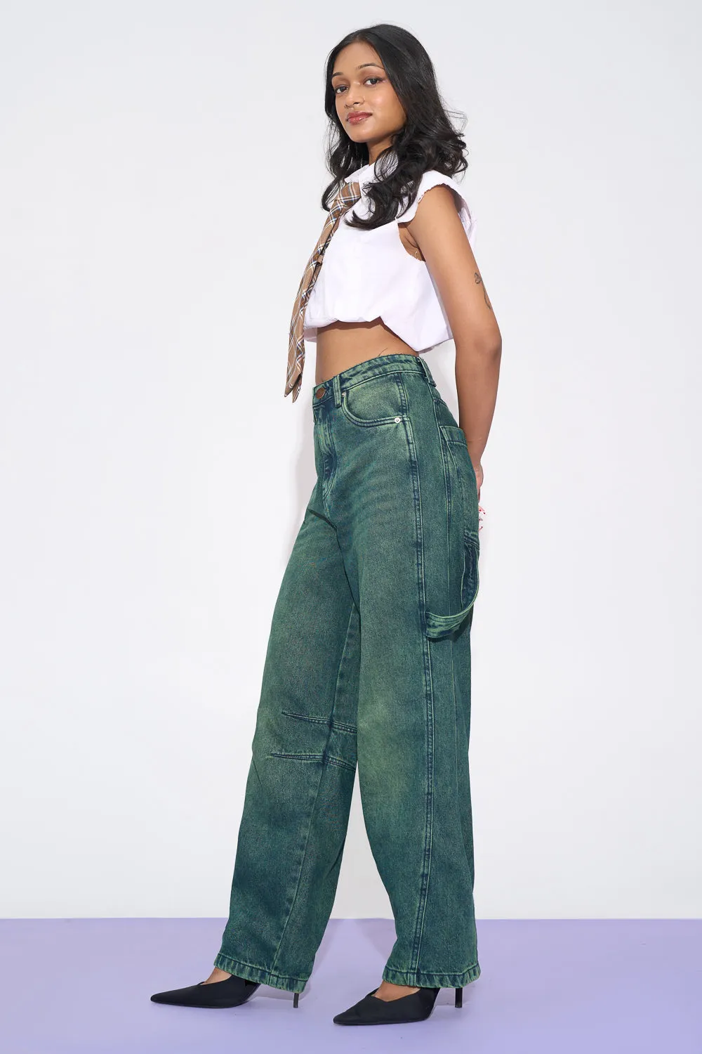 Neo Grunge Twisted Barrel Leg Jeans