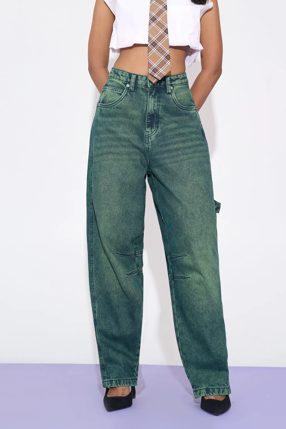 Neo Grunge Twisted Barrel Leg Jeans