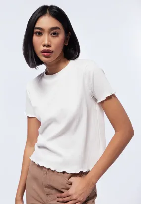 Round Neck Rib Short Sleeve T-Shirt