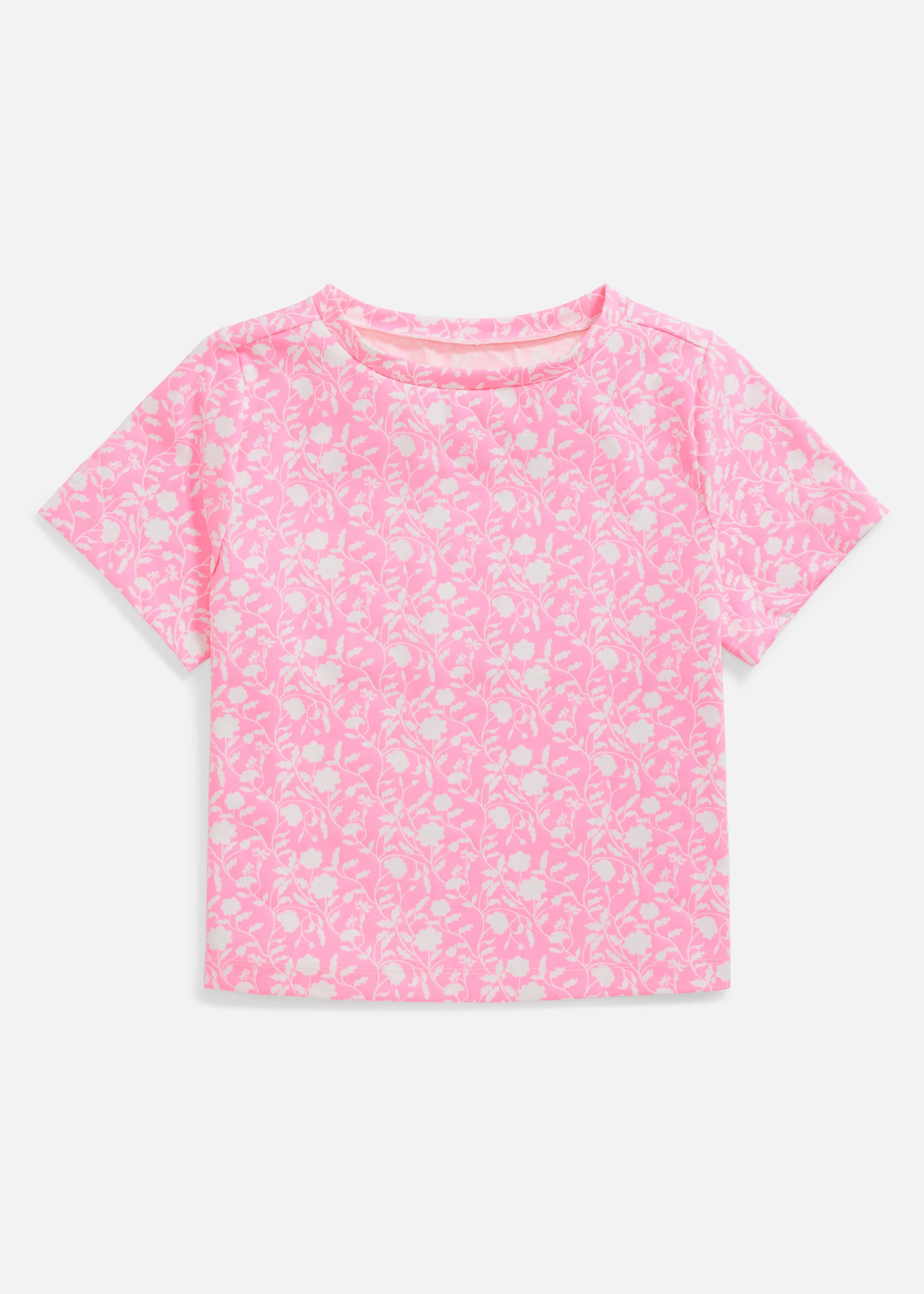 Surfside Crop Tee in Repreve® Stretch (Cotton Candy Floral)